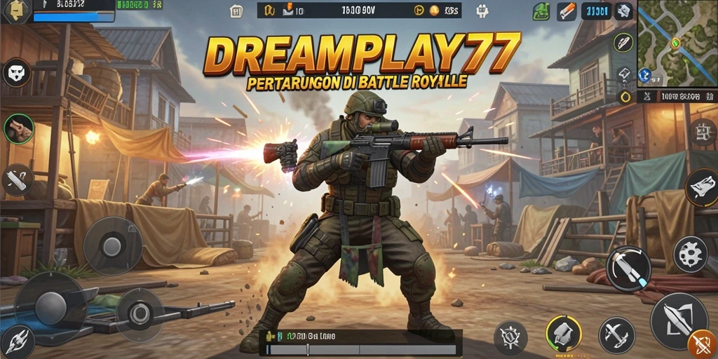 Tangkapan layar utama dari gameplay Battle Royale yang mendebarkan.