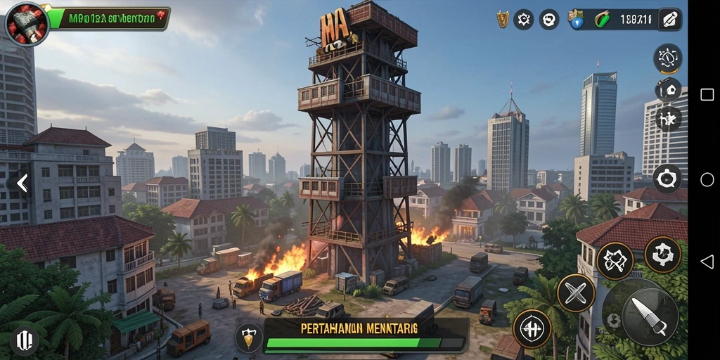 Tangkapan layar MPO1221 menampilkan aksi seru dalam pertahanan menara.