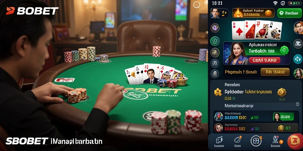 Tampilan gameplay menarik dari SBOBET dengan aksi Poker seru.