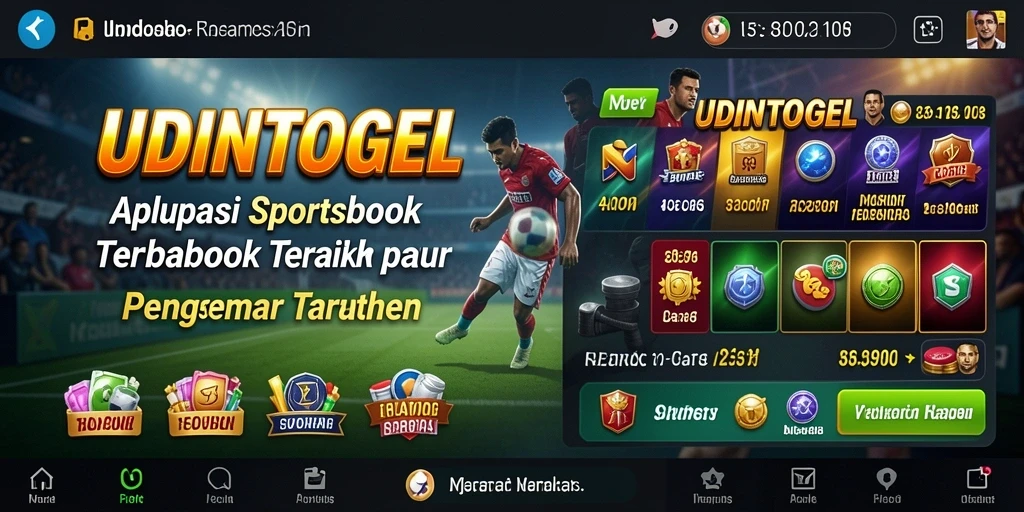 Tampilan layar utama aplikasi Sportsbook UDINTOGEL dengan berbagai pilihan taruhan.