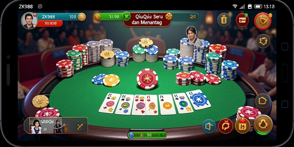 Tampilan dinamis dari gameplay QiuQiu yang mendebarkan.